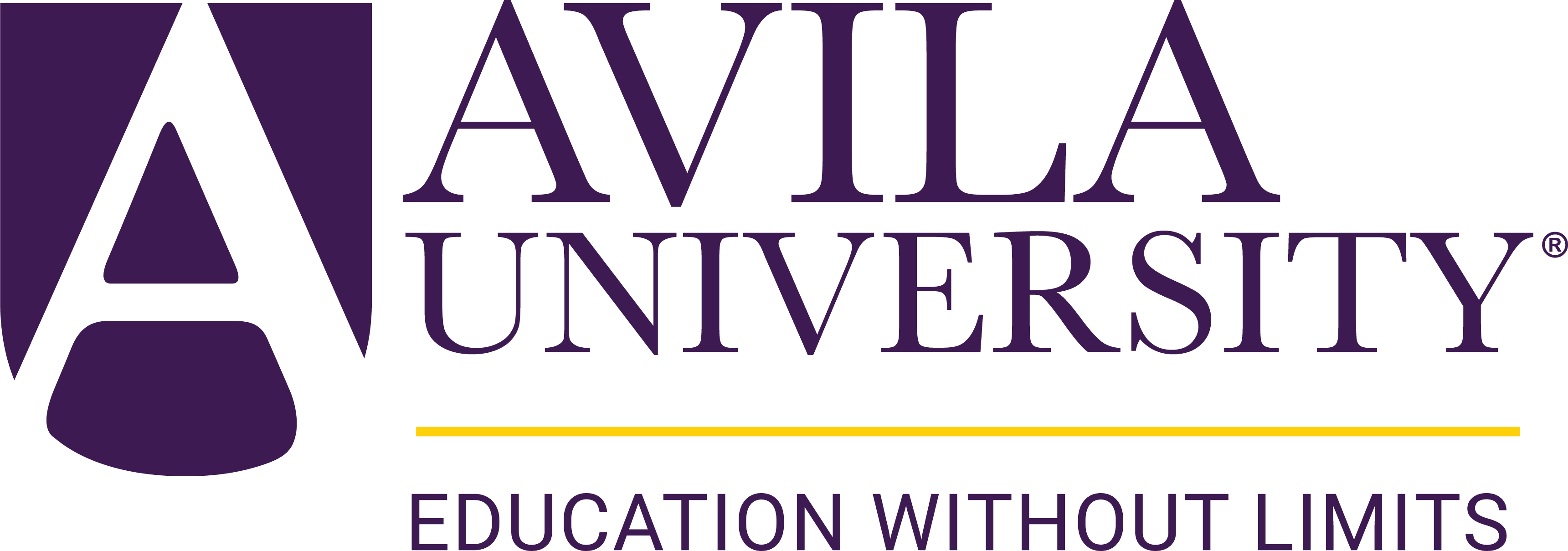 AvilaUnv Stacked tagline wyellow Brave Education UK